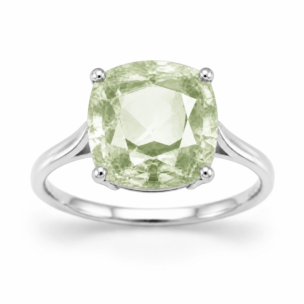 White Gold Grace Ring Green Amethyst 10K — Delfina