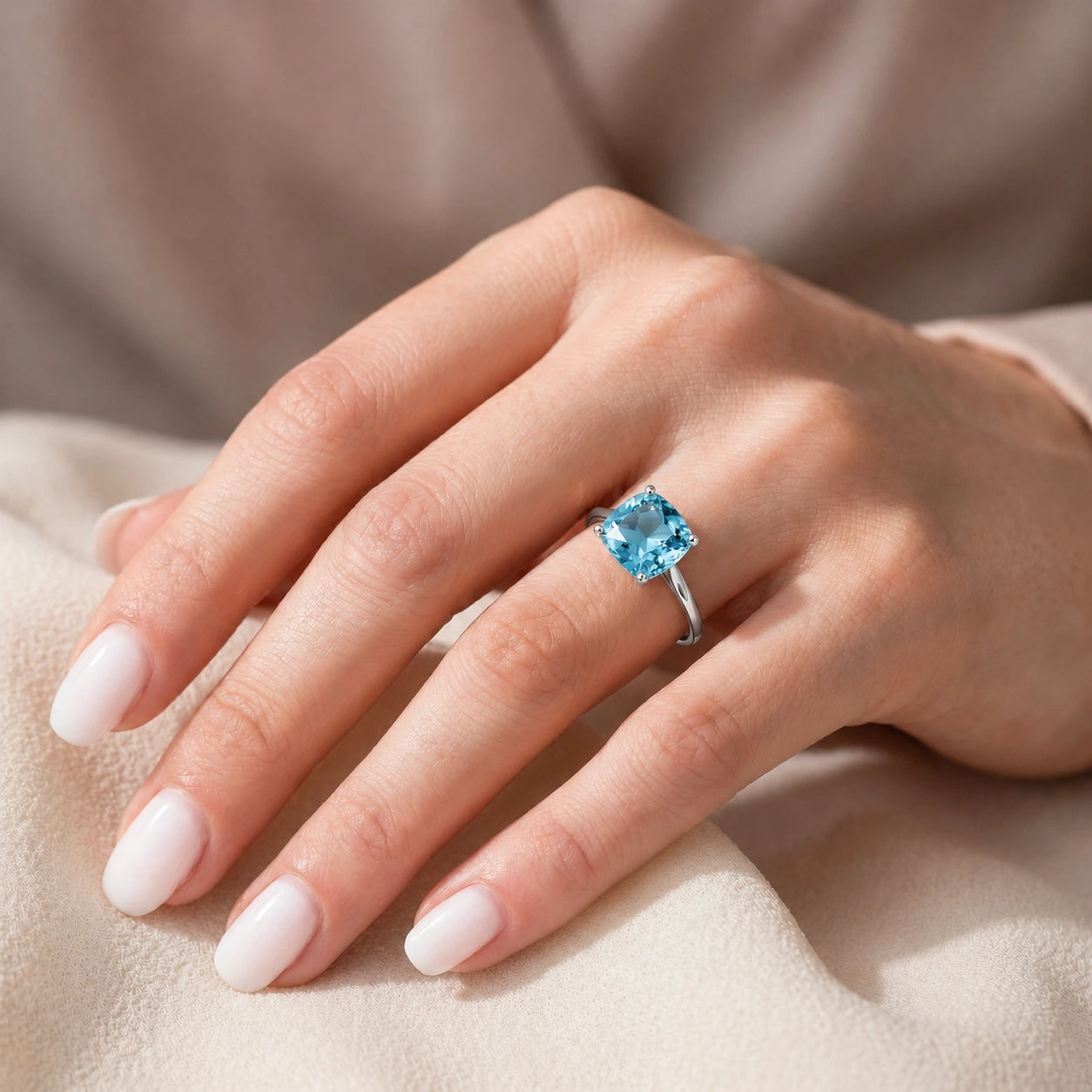 White Gold Blue Topaz — Angelica