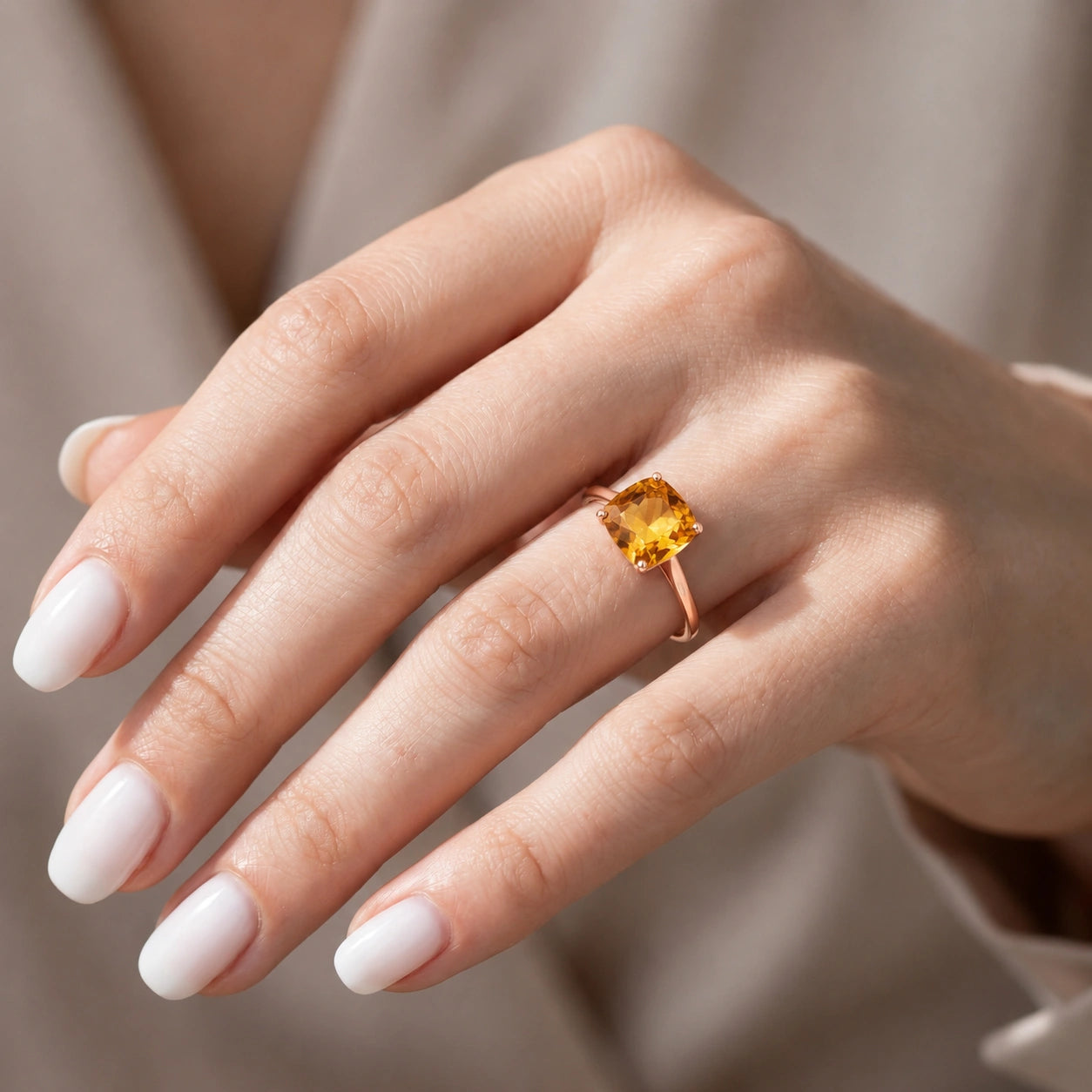 Rose Gold Grace Ring Citrine 10K — Delfina