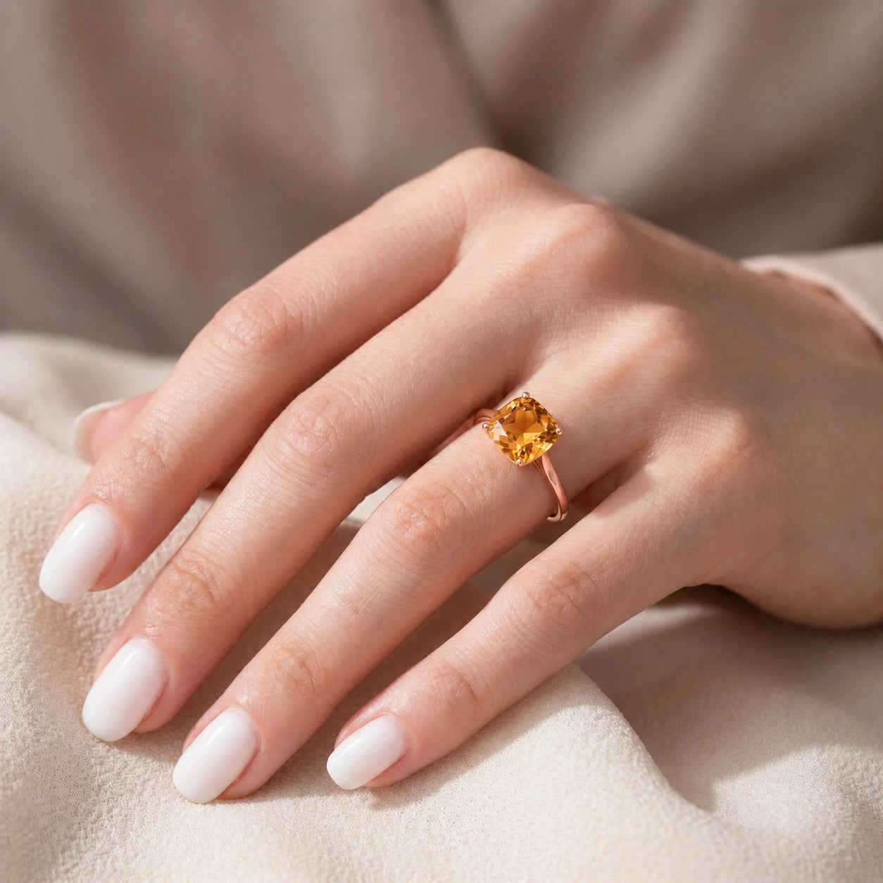 Rose Gold Grace Ring Citrine 10K — Delfina