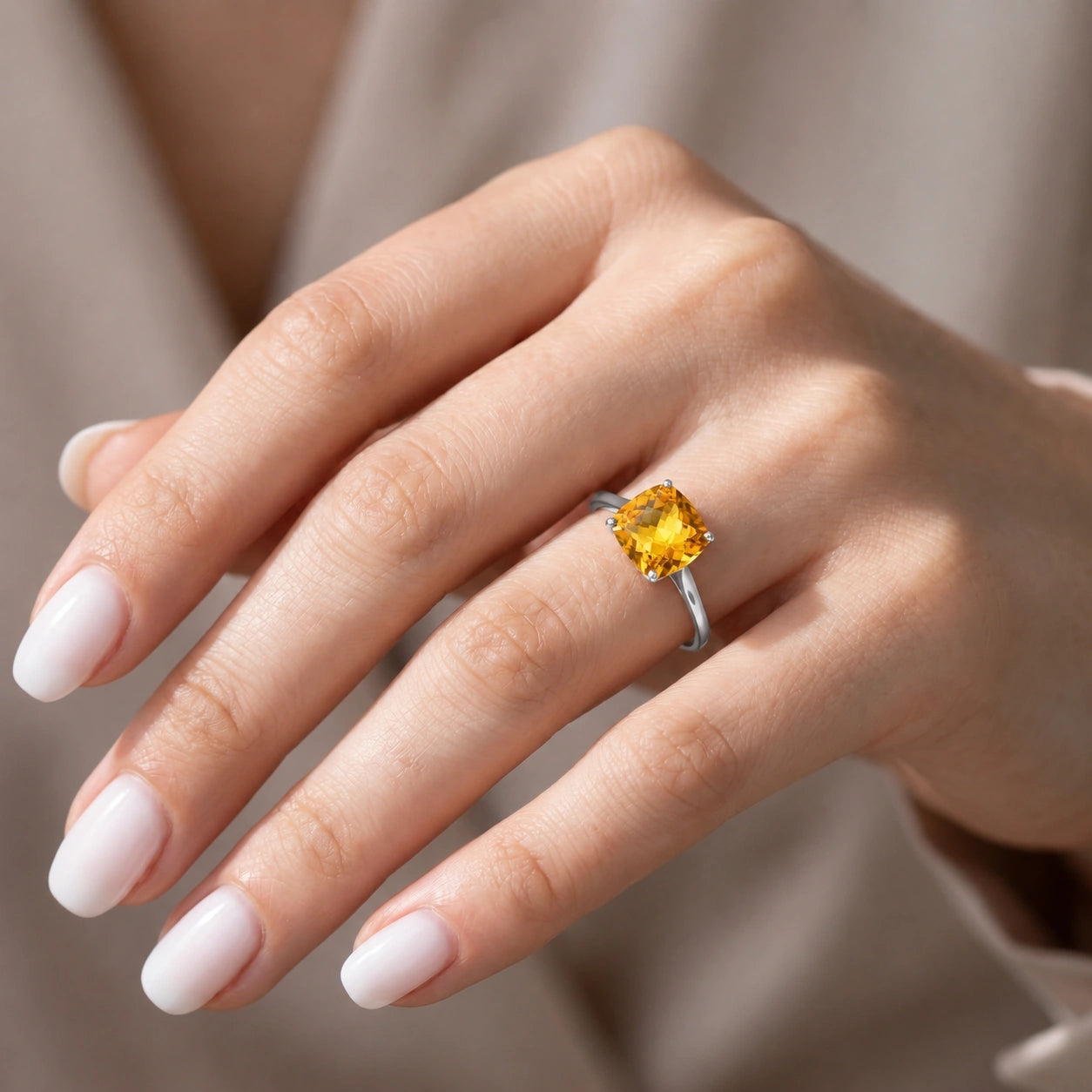 White Gold Grace Ring Citrine 10K — Delfina