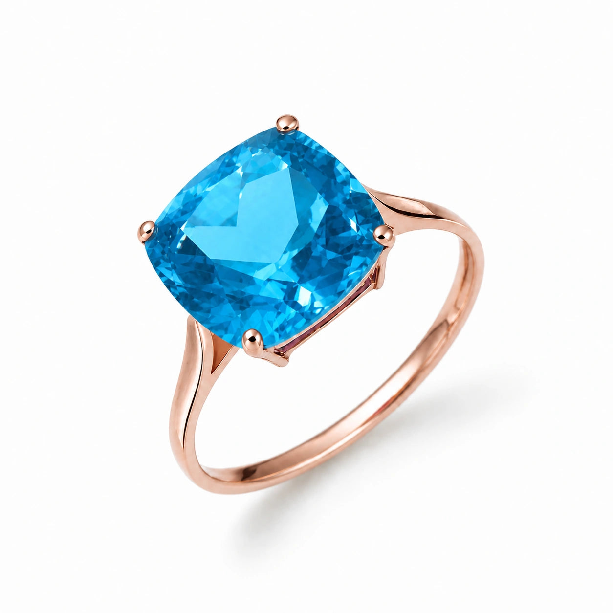 Rose Gold Grace Ring Blue Topaz 10K — Delfina