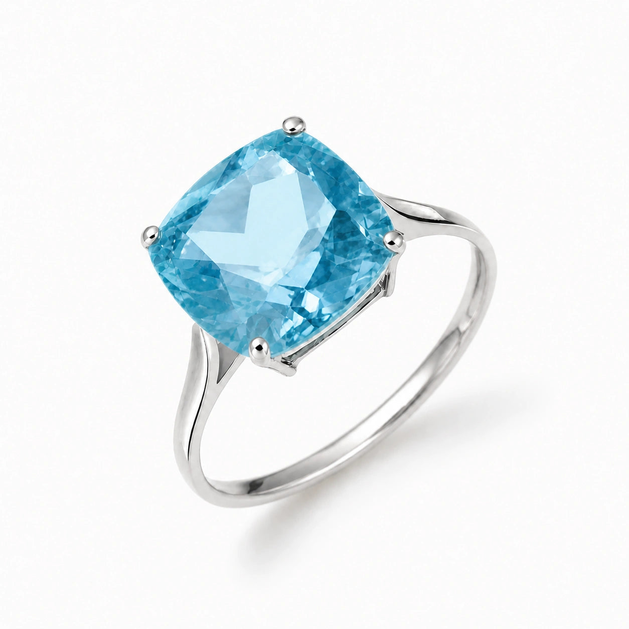 White Gold Grace Ring Blue Topaz 10K — Delfina