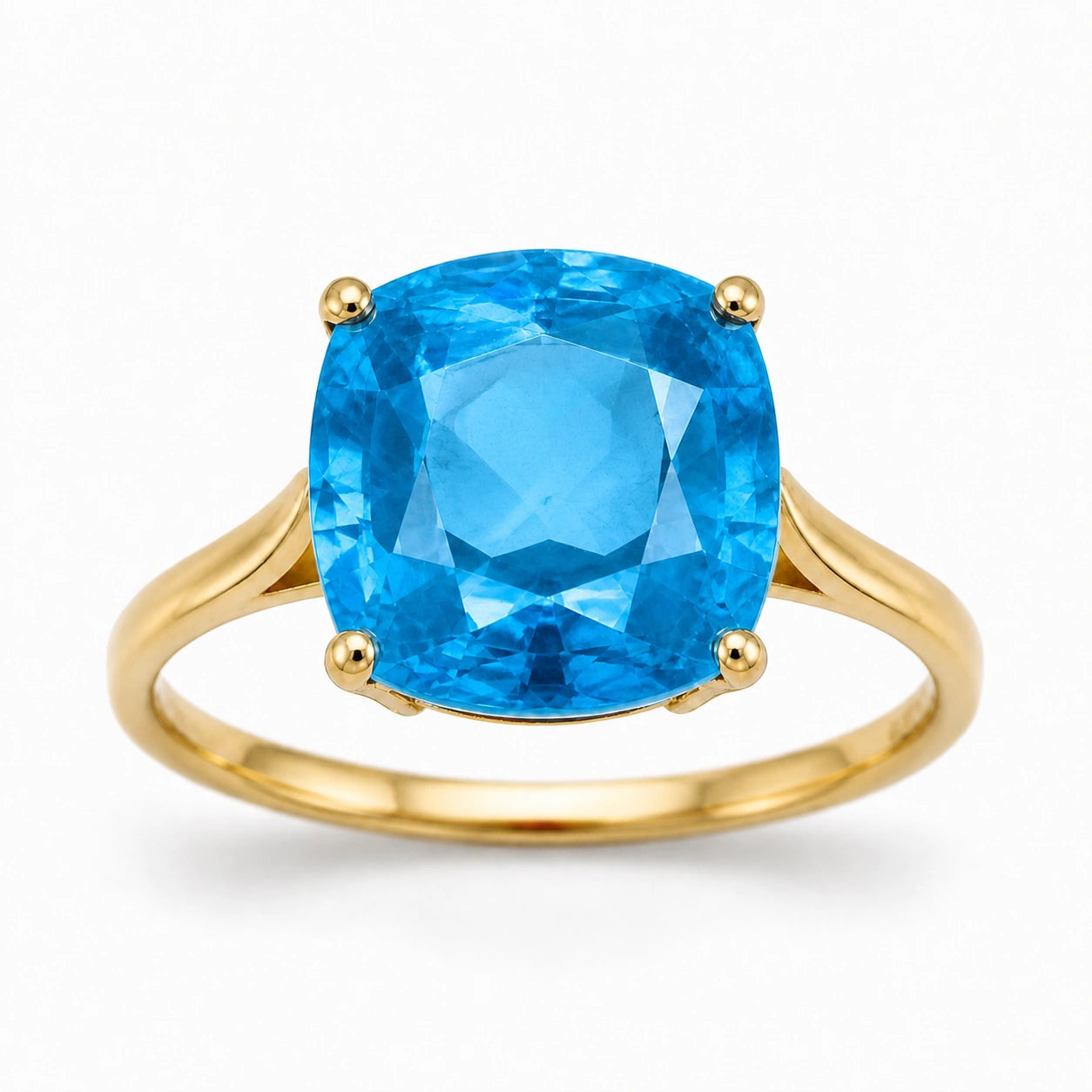 Yellow Gold Grace Ring Blue Topaz 10K — Delfina