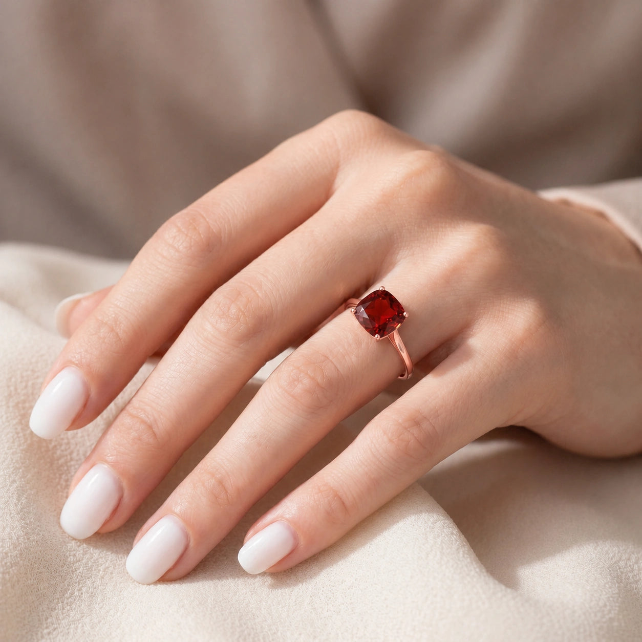 Rose Gold Grace Ring Garnet 10K — Delfina