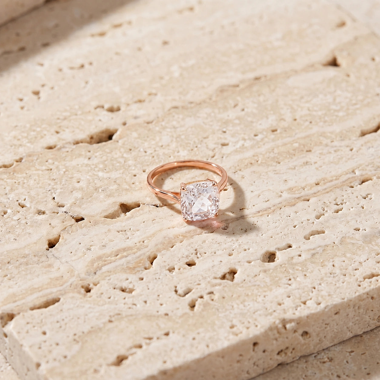Rose Gold Grace Ring White Topaz 10K — Delfina