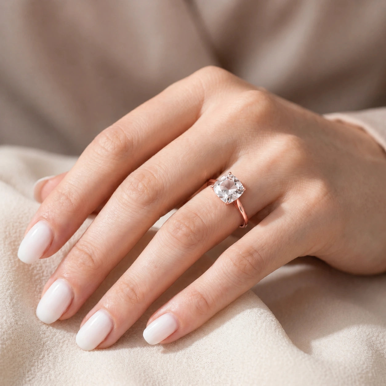 Rose Gold Grace Ring White Topaz 10K — Delfina