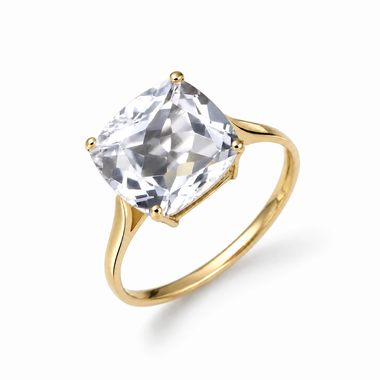 Yellow Gold Grace Ring White Topaz 10K — Delfina