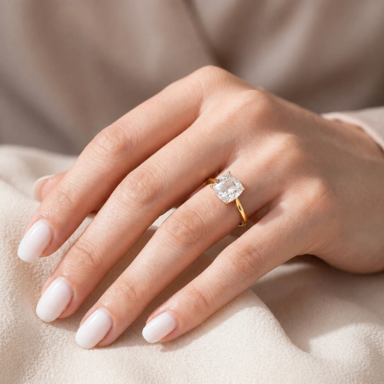 Yellow Gold Grace Ring White Topaz 10K — Delfina