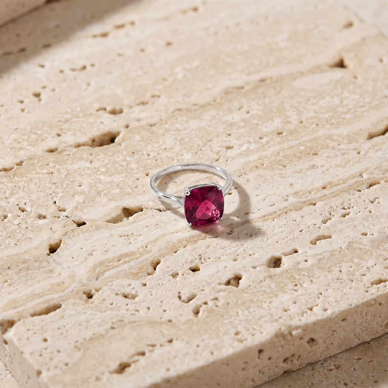 White Gold Grace Ring Ruby 10K — Delfina