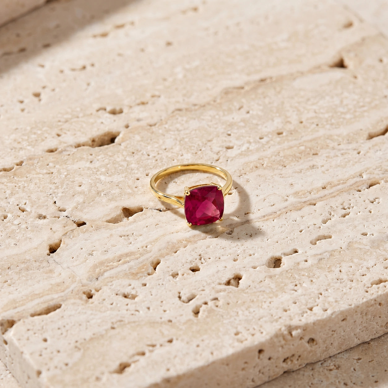 Yellow Gold Grace Ring Ruby 10K — Delfina