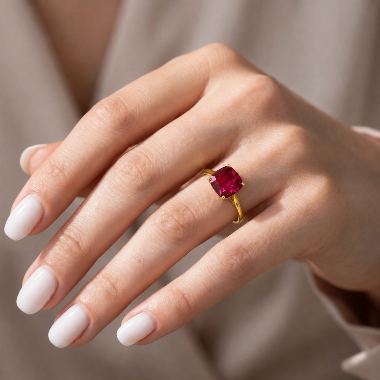 Yellow Gold Grace Ring Ruby 10K — Delfina