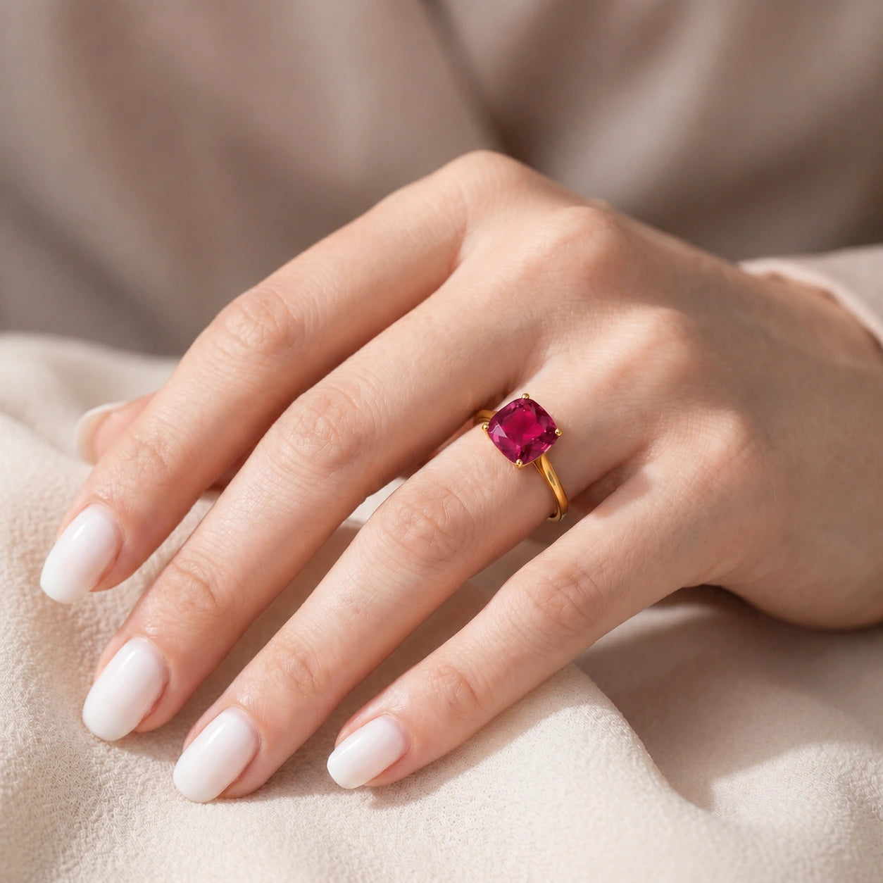 Yellow Gold Grace Ring Ruby 10K — Delfina