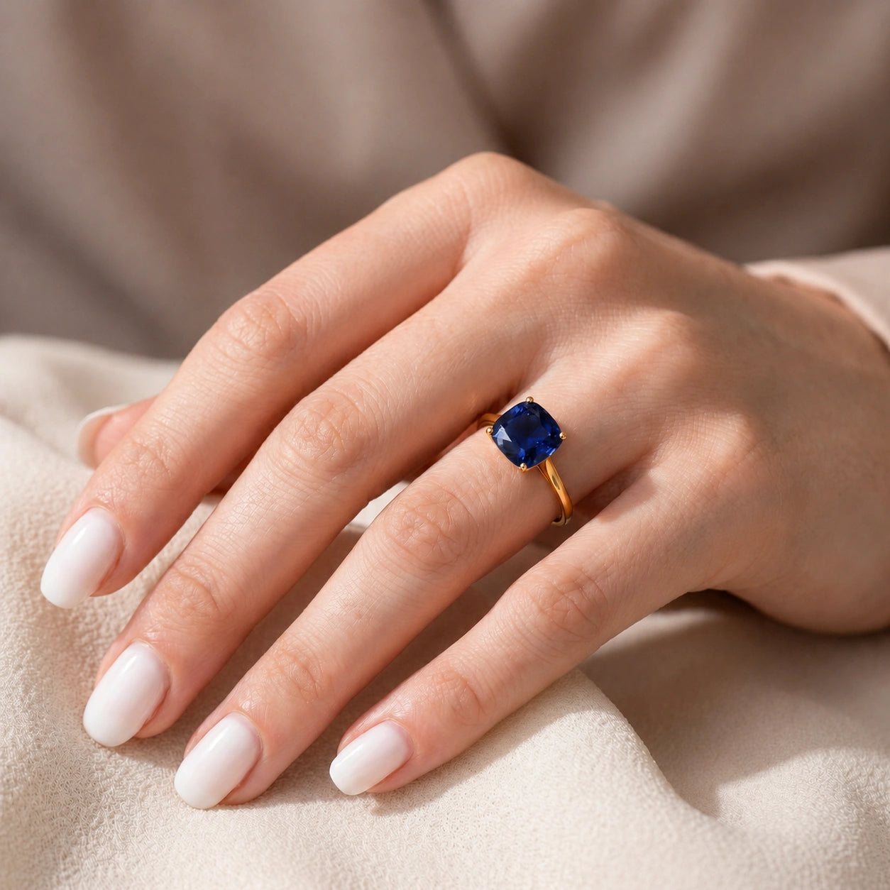 Yellow Gold Grace Ring Sapphire 10K — Delfina