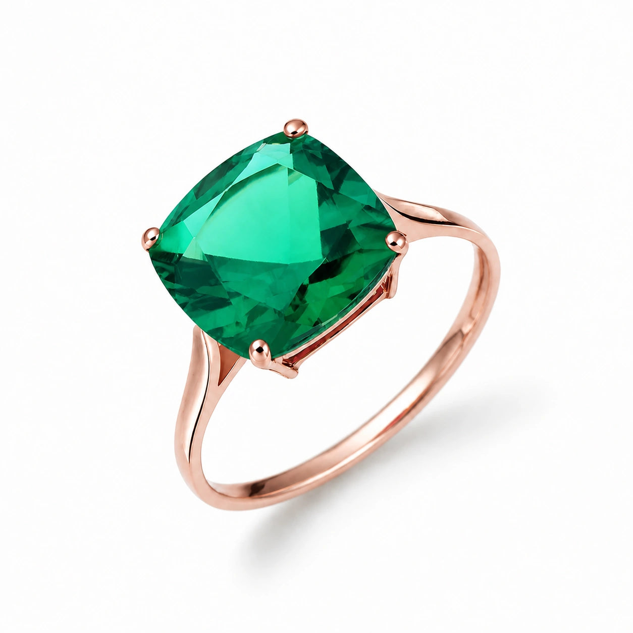 Rose Gold Grace Ring Emerald 10K — Delfina