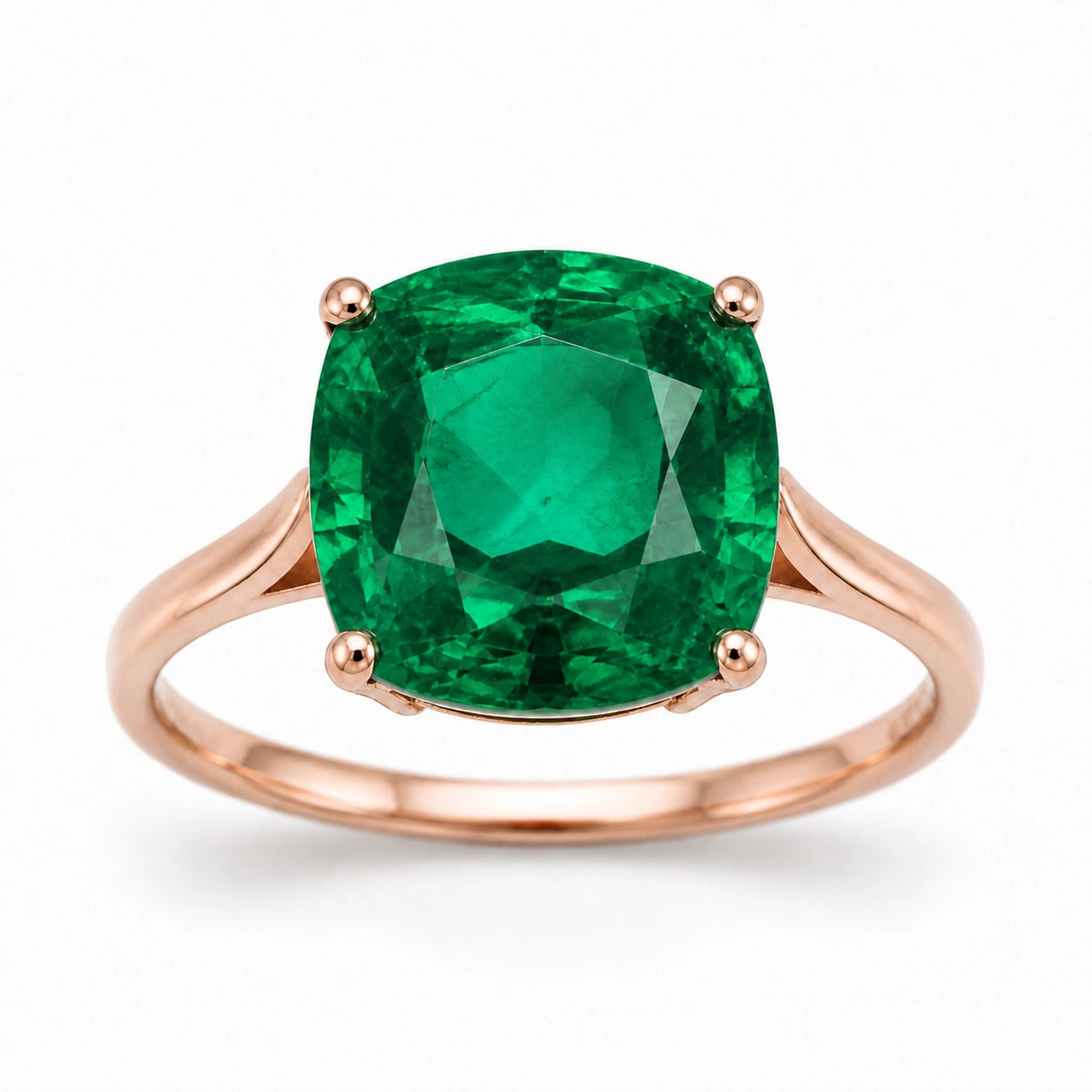 Rose Gold Grace Ring Emerald 10K — Delfina
