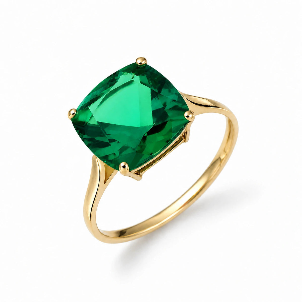 Yellow Gold Grace Ring Emerald 10K — Delfina