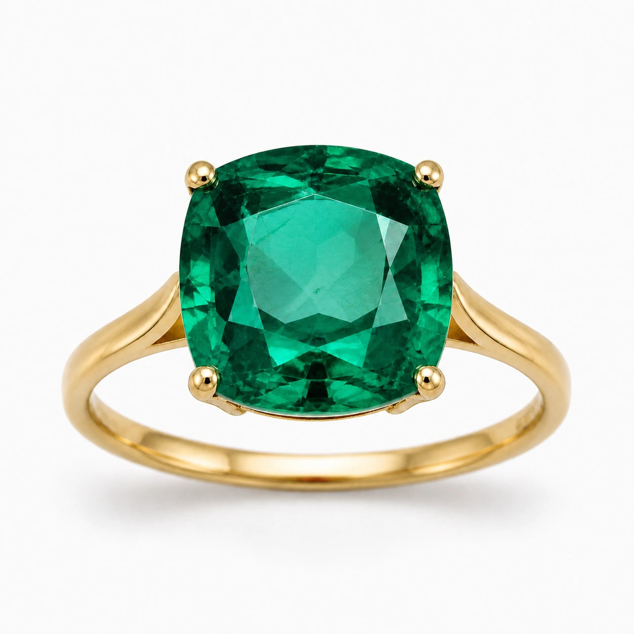Yellow Gold Grace Ring Emerald 10K — Delfina