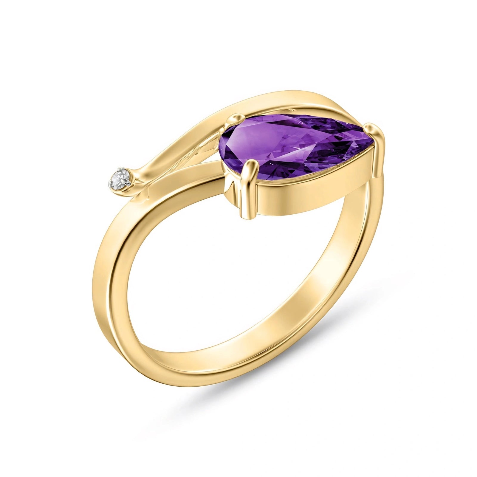 Yellow Gold Diamond & Amethyst — Verdiana