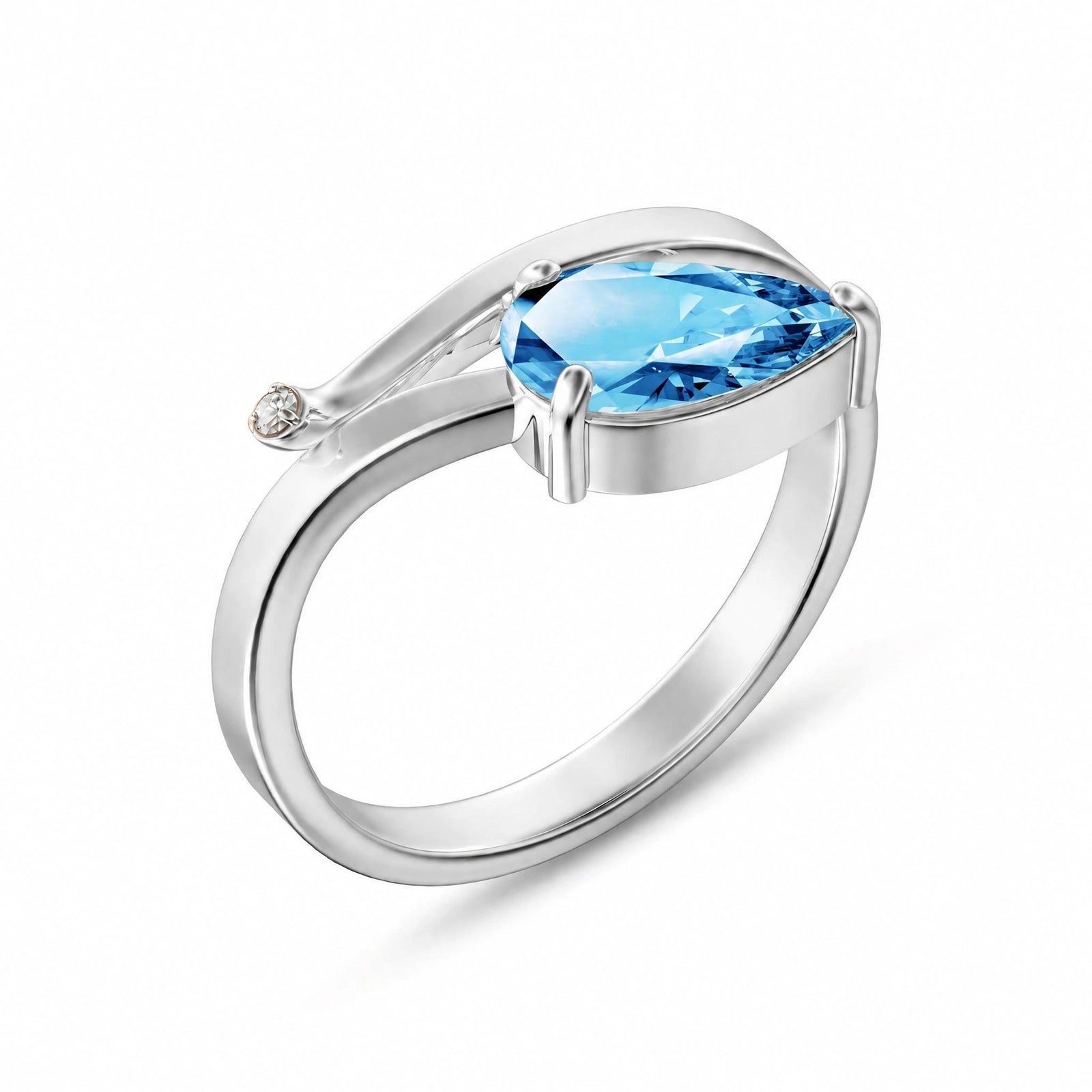 White Gold Diamond & Blue Topaz — Verdiana