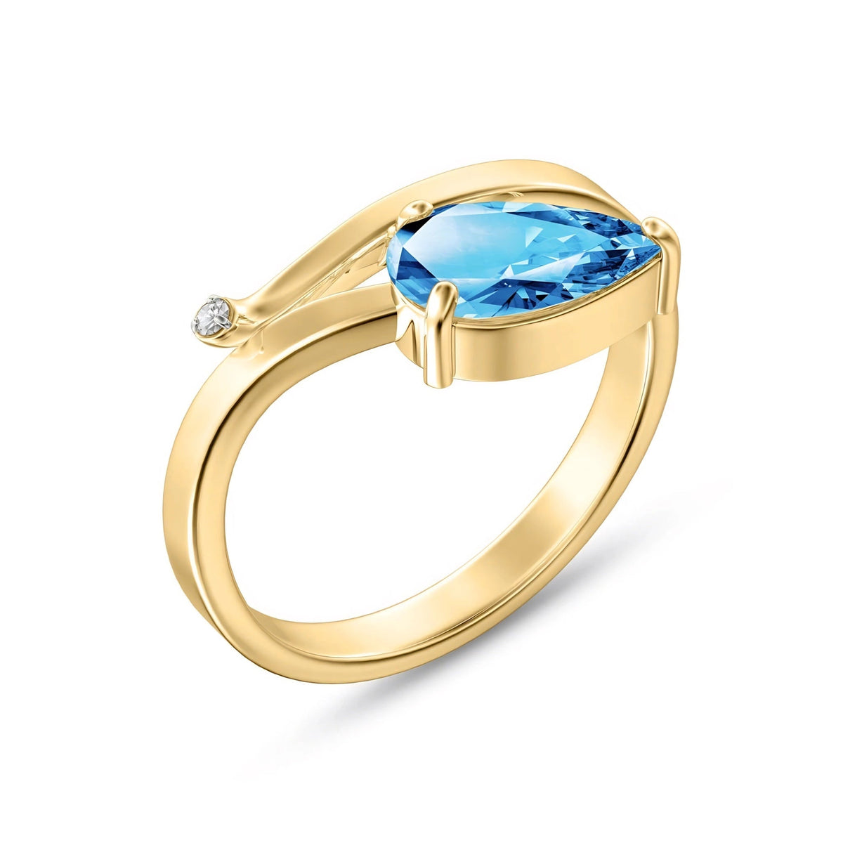 Yellow Gold Diamond & Blue Topaz — Verdiana