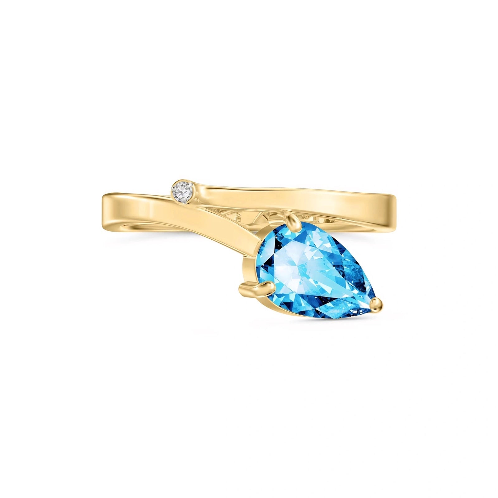 Yellow Gold Diamond & Blue Topaz — Verdiana