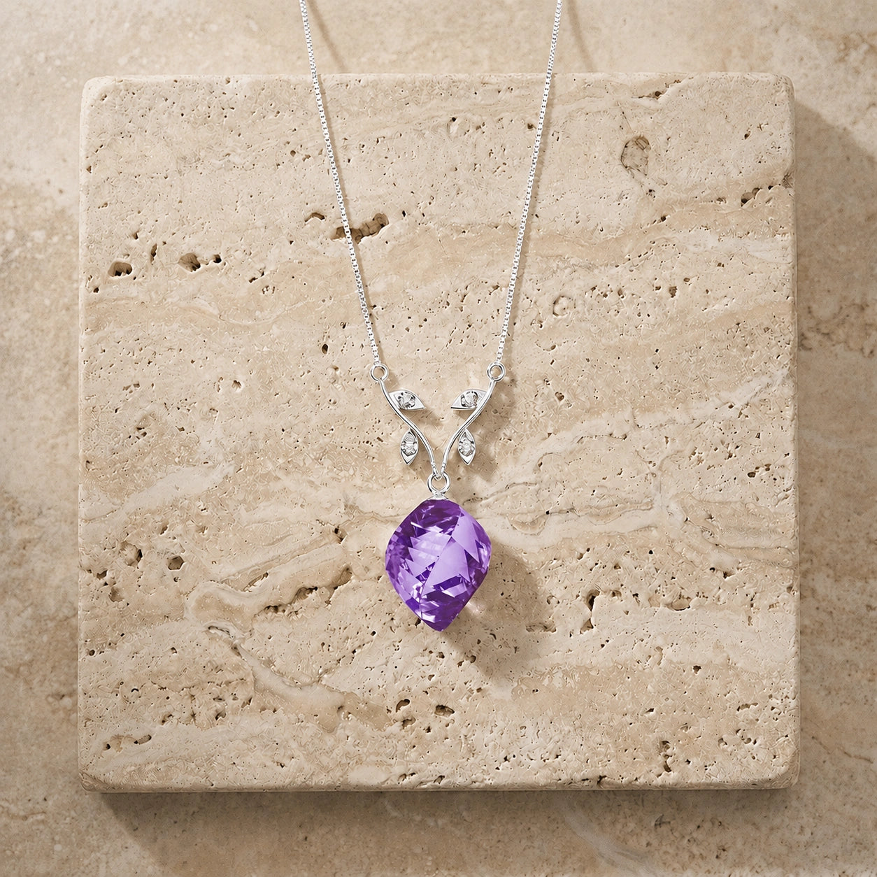 White Gold Amethyst & Diamond — Anselma