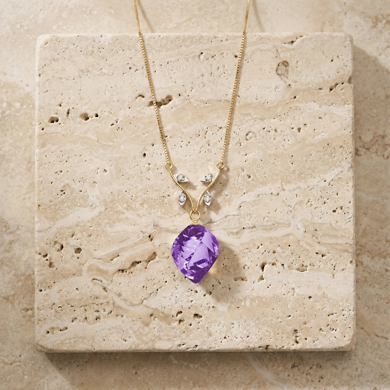 Yellow Gold Amethyst & Diamond — Anselma
