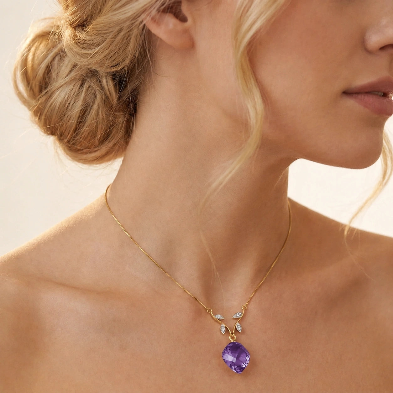 Yellow Gold Amethyst & Diamond — Anselma