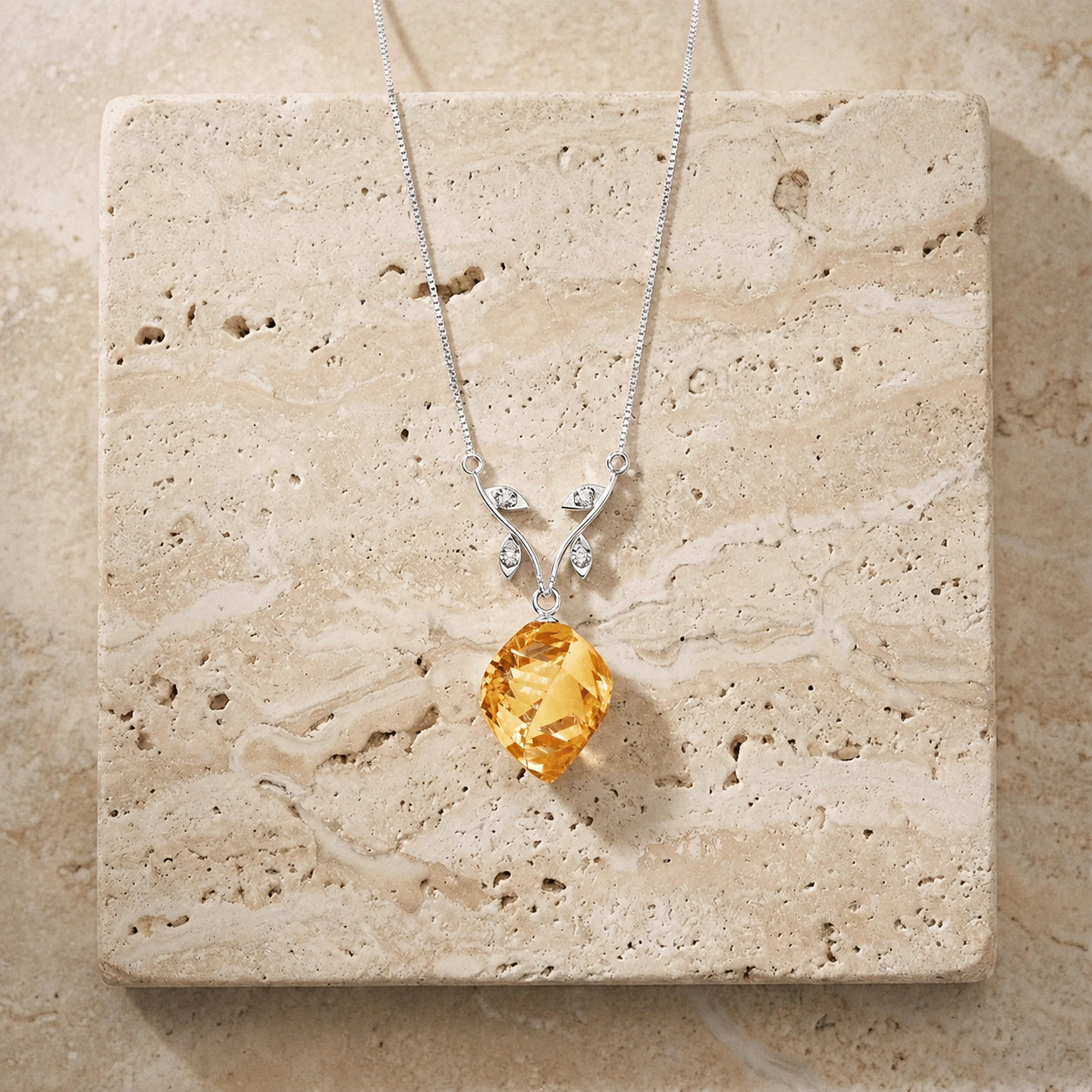 White Gold Citrine & Diamond — Anselma