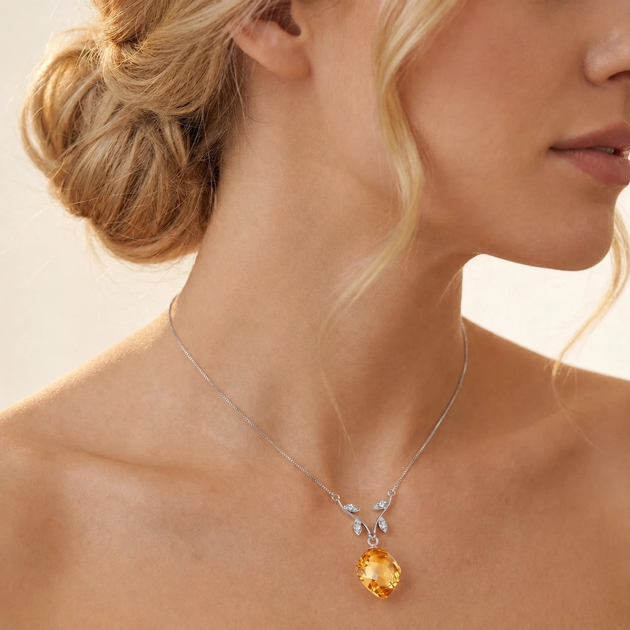 White Gold Citrine & Diamond — Anselma