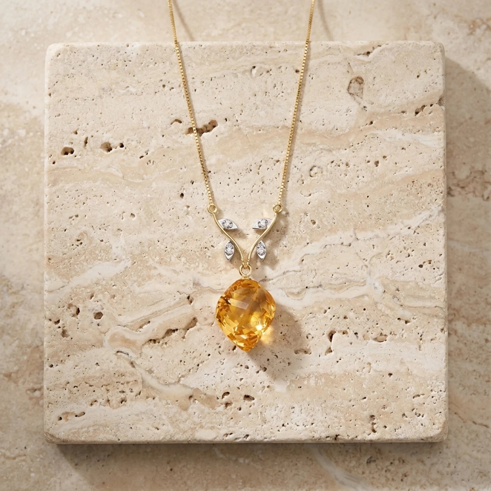 Yellow Gold Citrine & Diamond — Anselma