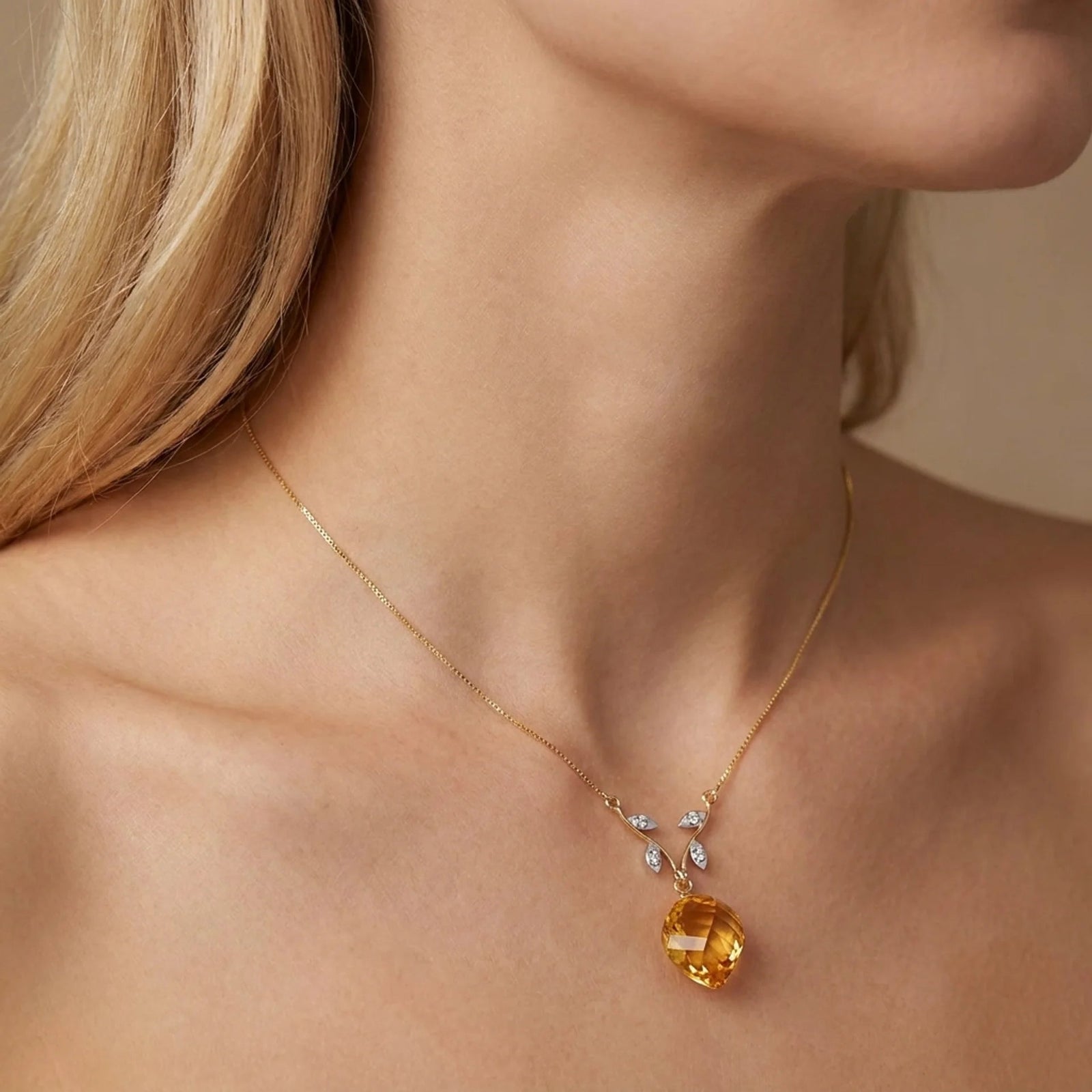 Yellow Gold Citrine & Diamond — Anselma