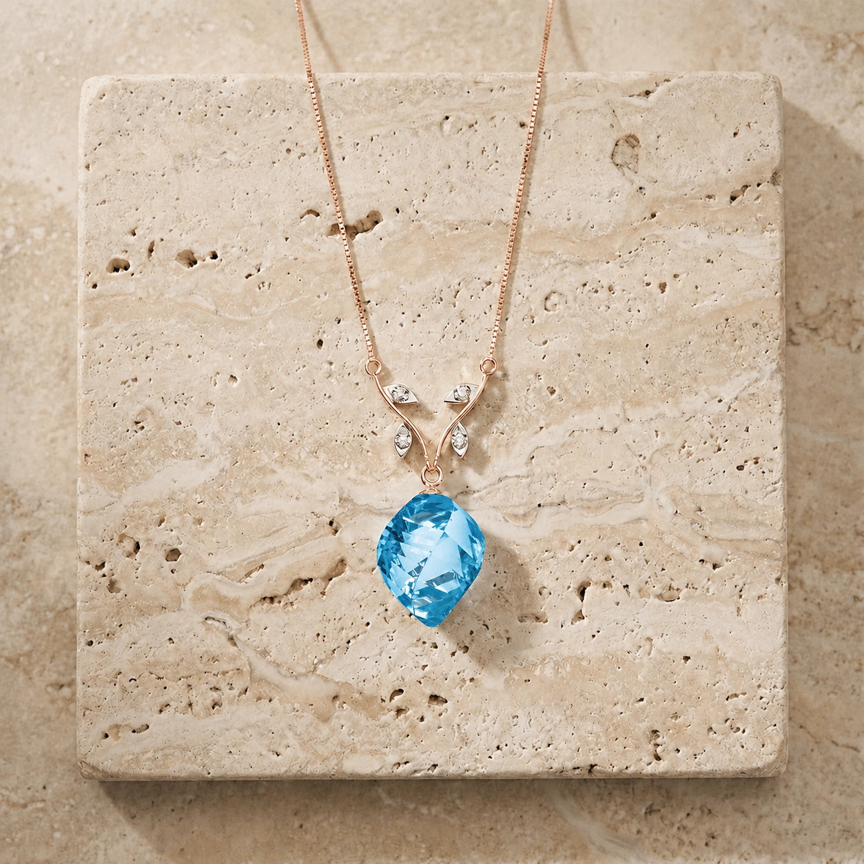 Rose Gold Diamond & Blue Topaz — Anselma