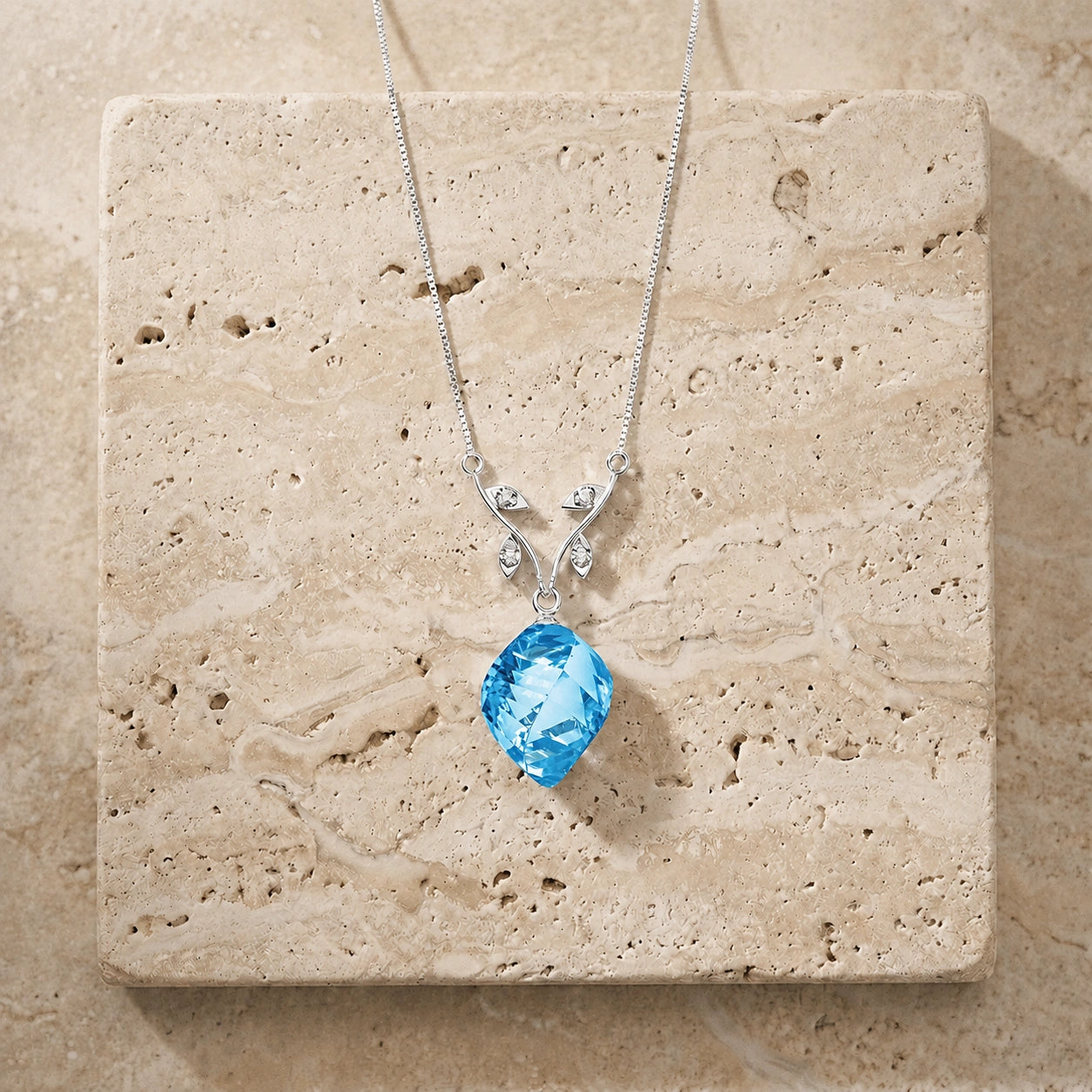 White Gold Diamond & Blue Topaz — Anselma