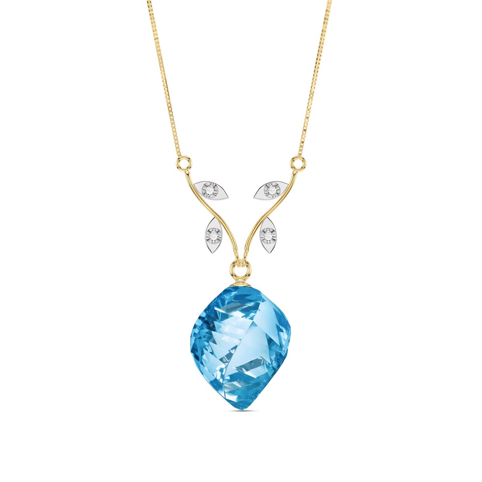 Yellow Gold Diamond & Blue Topaz — Anselma