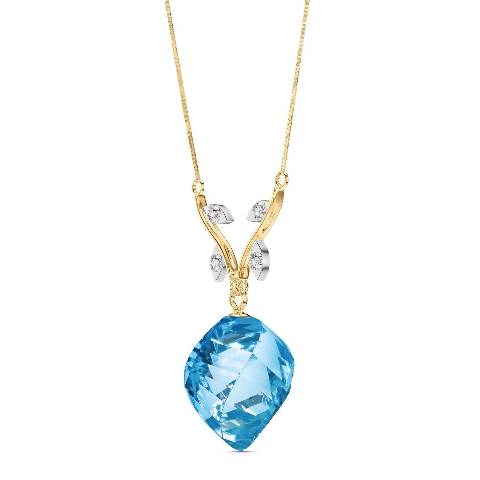 Yellow Gold Diamond & Blue Topaz — Anselma