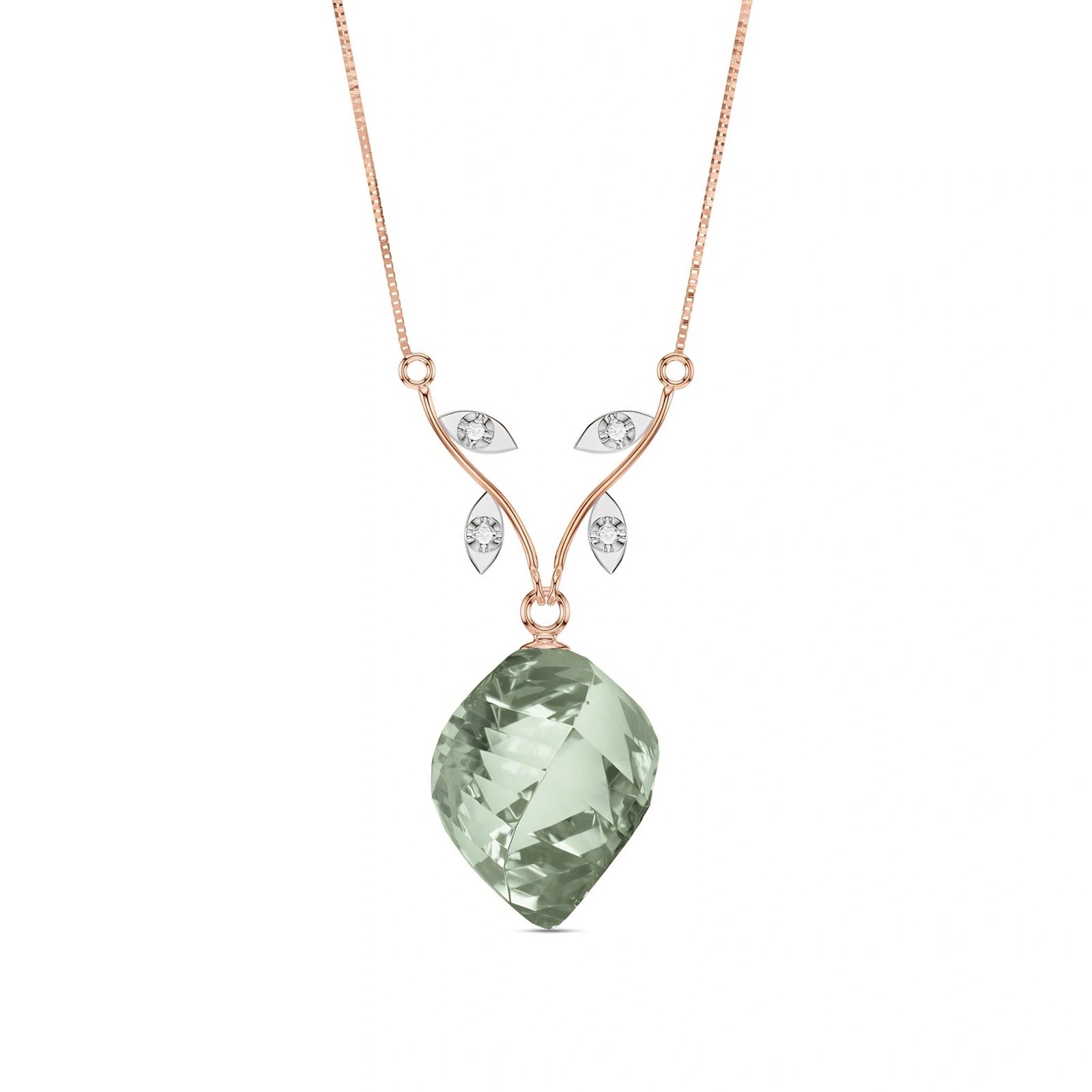 Rose Gold Green Amethyst & Diamond — Anselma