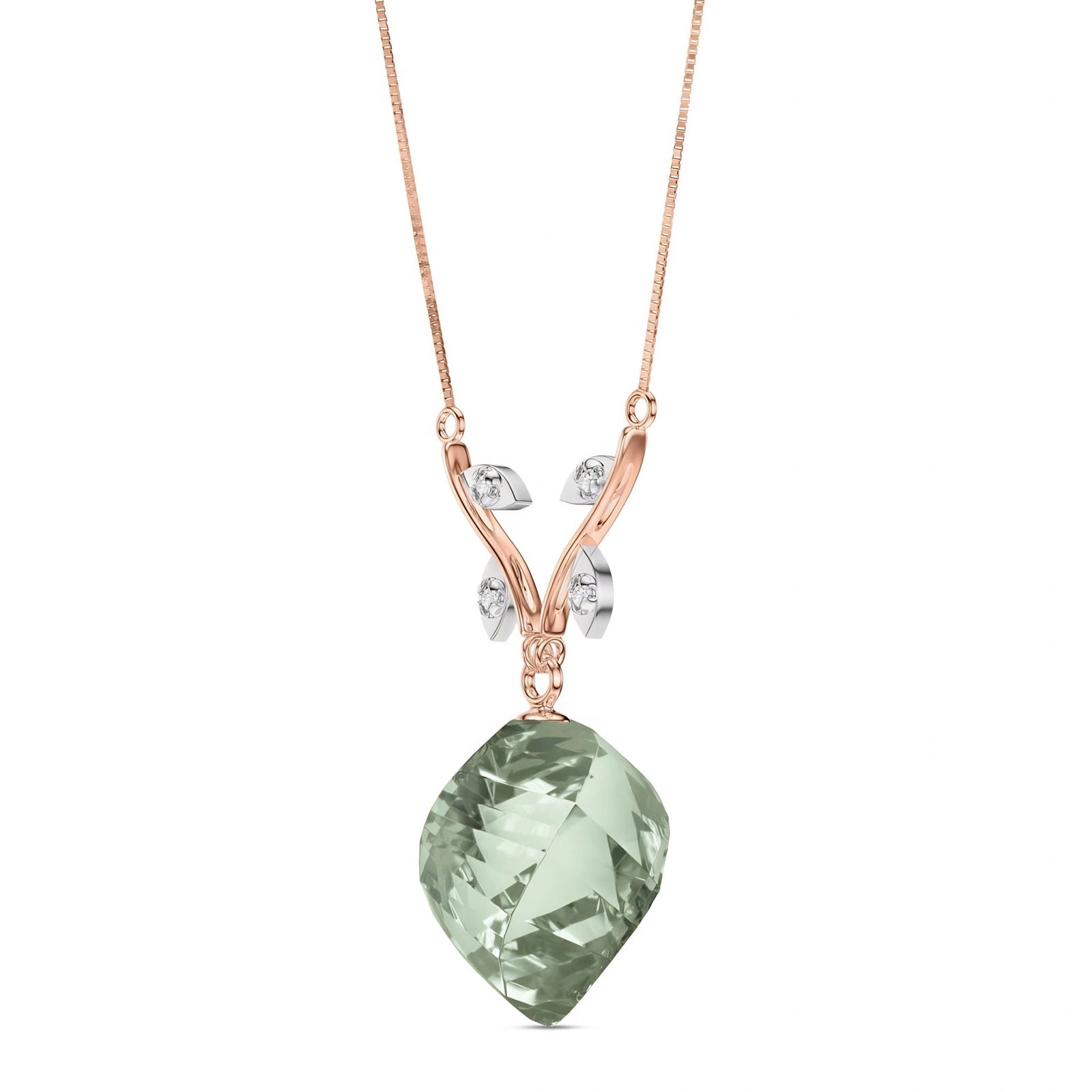 Rose Gold Green Amethyst & Diamond — Anselma