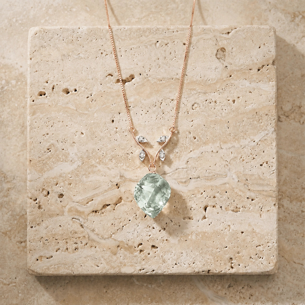 Rose Gold Green Amethyst & Diamond — Anselma