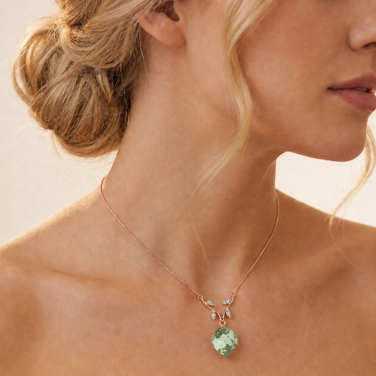 Rose Gold Green Amethyst & Diamond — Anselma
