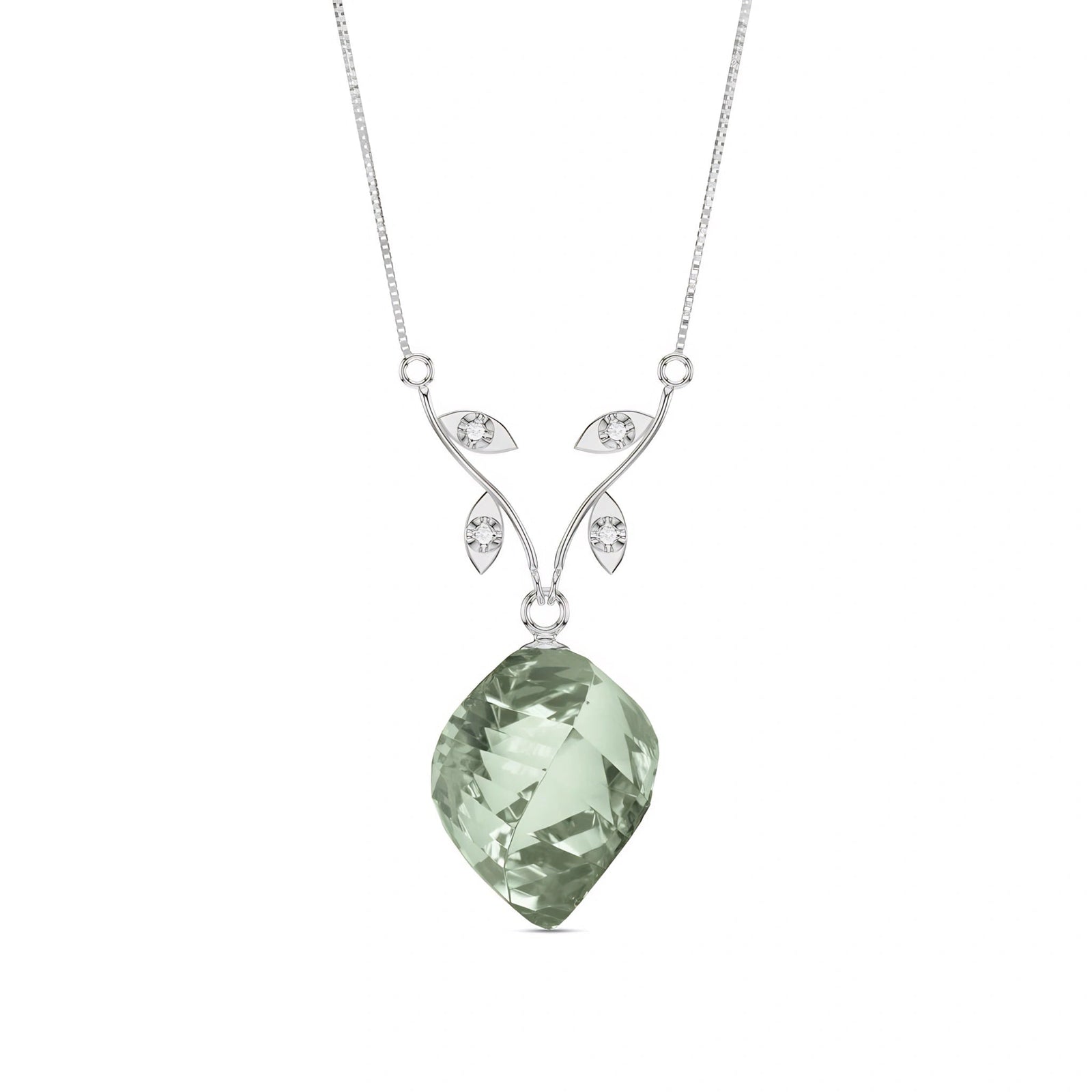 White Gold Green Amethyst & Diamond — Anselma