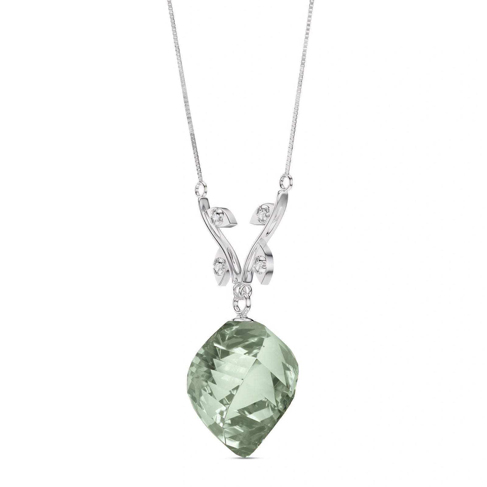 White Gold Green Amethyst & Diamond — Anselma