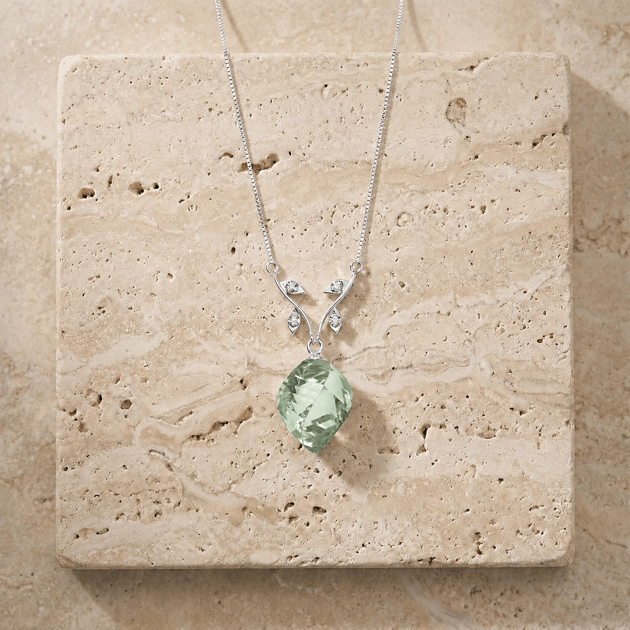 White Gold Green Amethyst & Diamond — Anselma