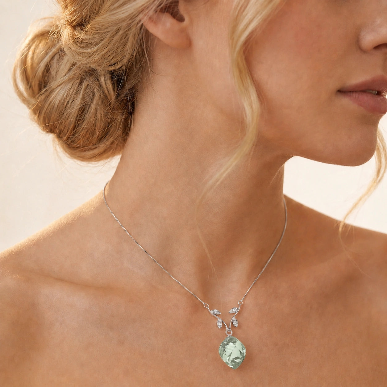 White Gold Green Amethyst & Diamond — Anselma