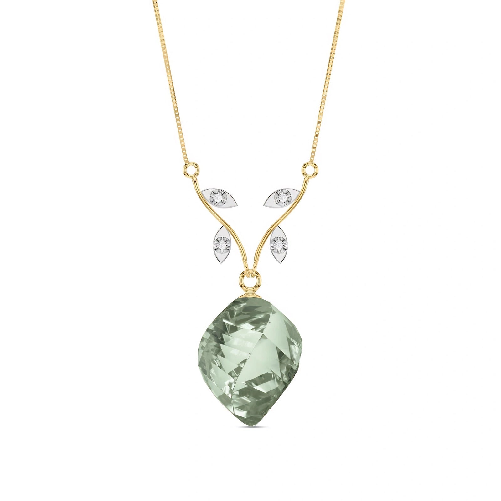 Yellow Gold Green Amethyst & Diamond — Anselma