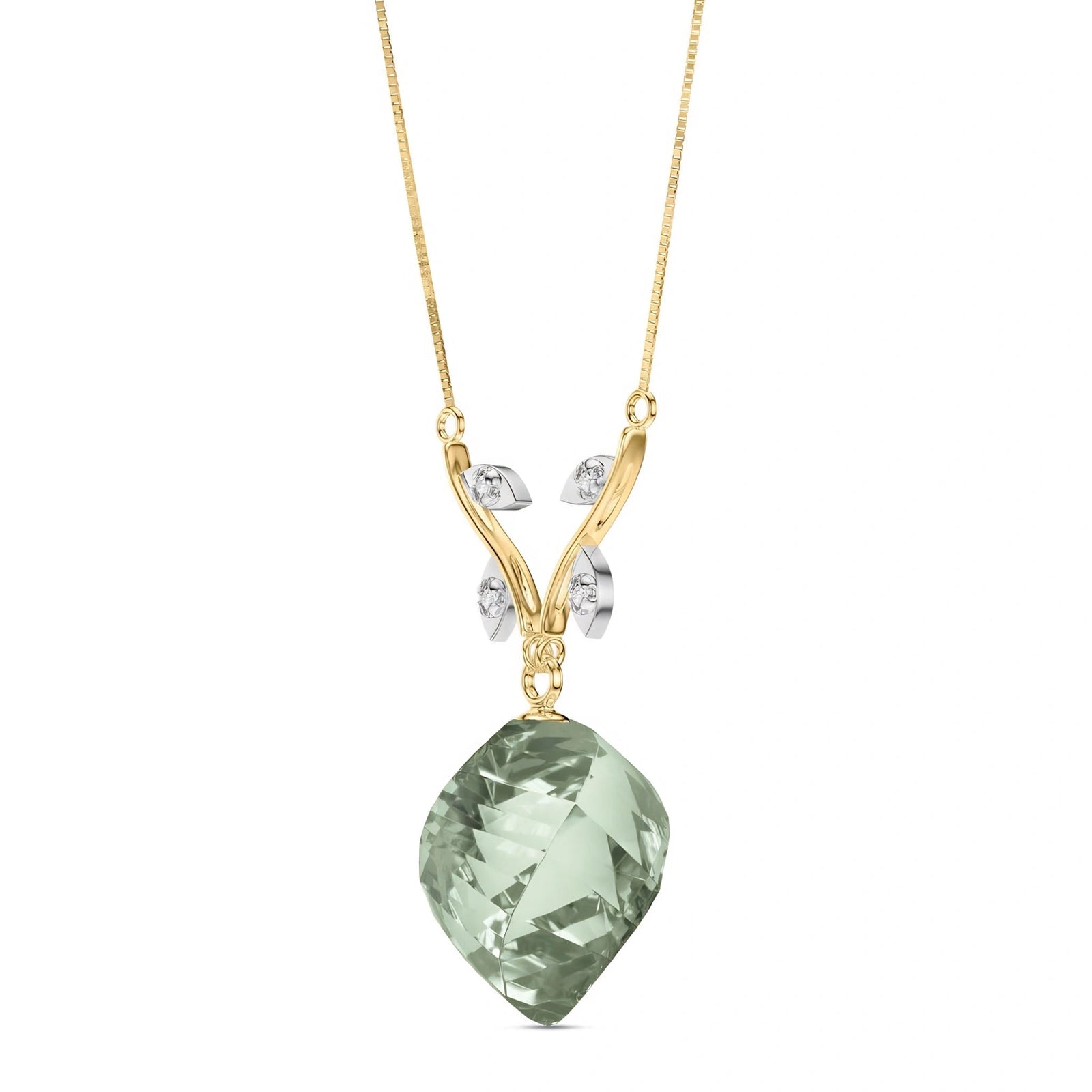Yellow Gold Green Amethyst & Diamond — Anselma