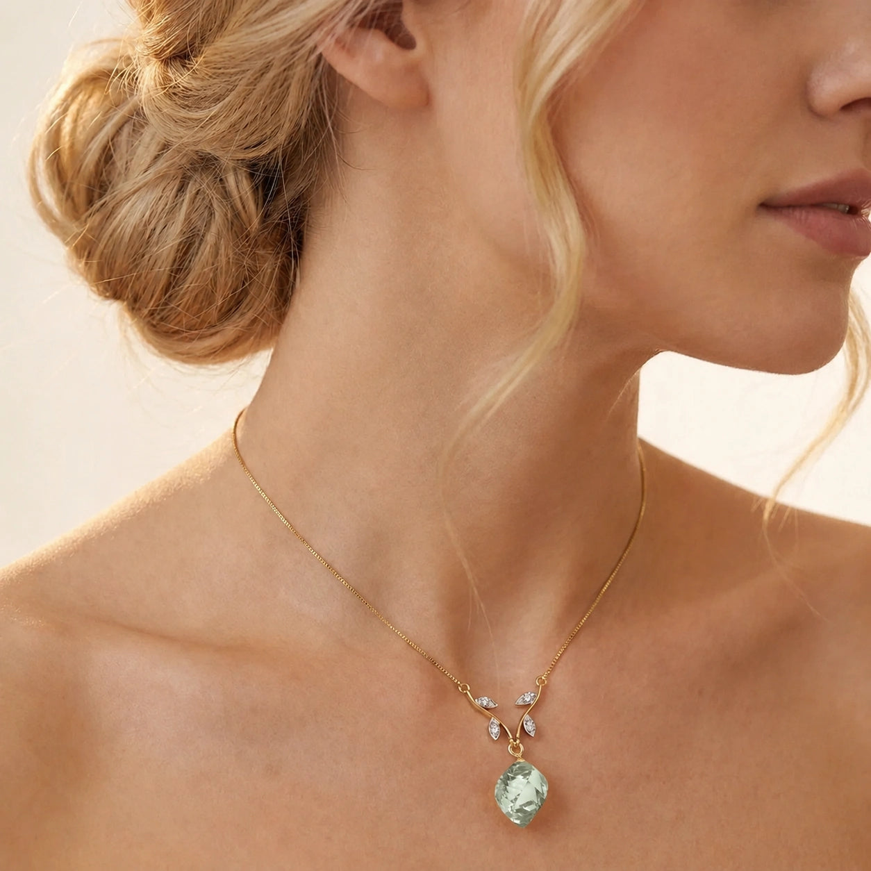 Yellow Gold Green Amethyst & Diamond — Anselma