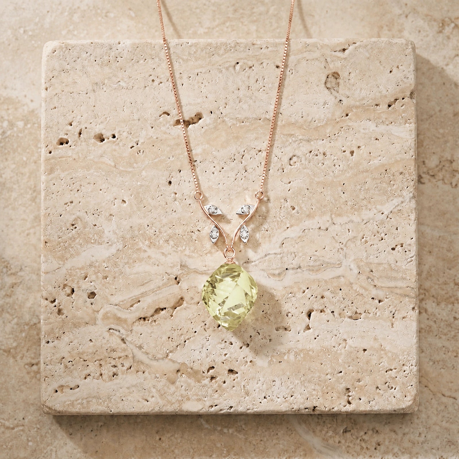 Rose Gold Lemon Quartz & Diamond — Anselma