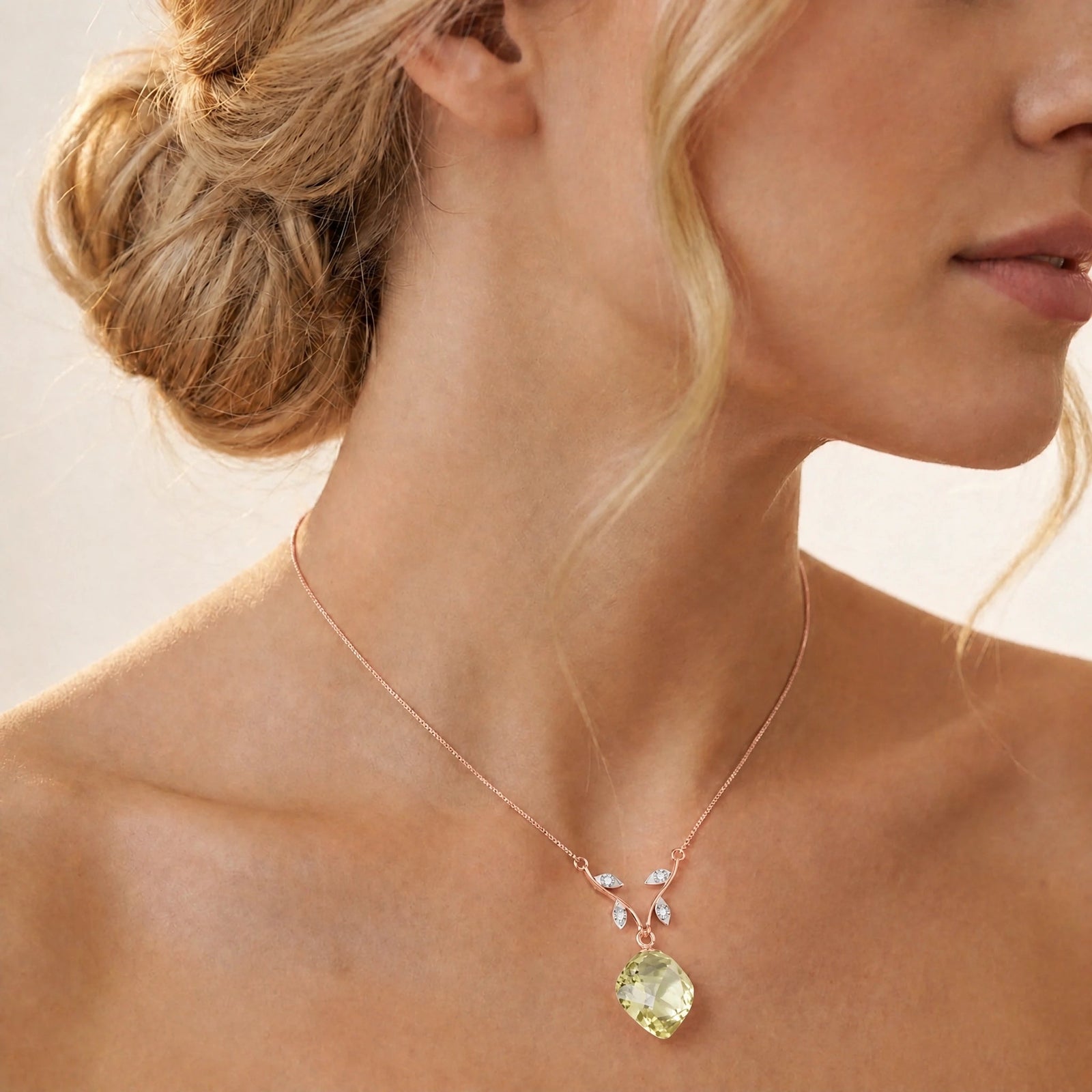 Rose Gold Lemon Quartz & Diamond — Anselma